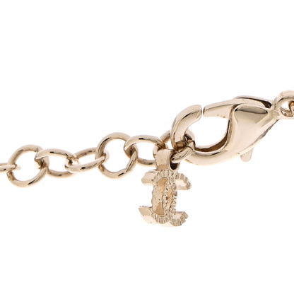 Chanel Metal Calfskin Crystal Double CC Short Necklace Black Gold 5 of 7