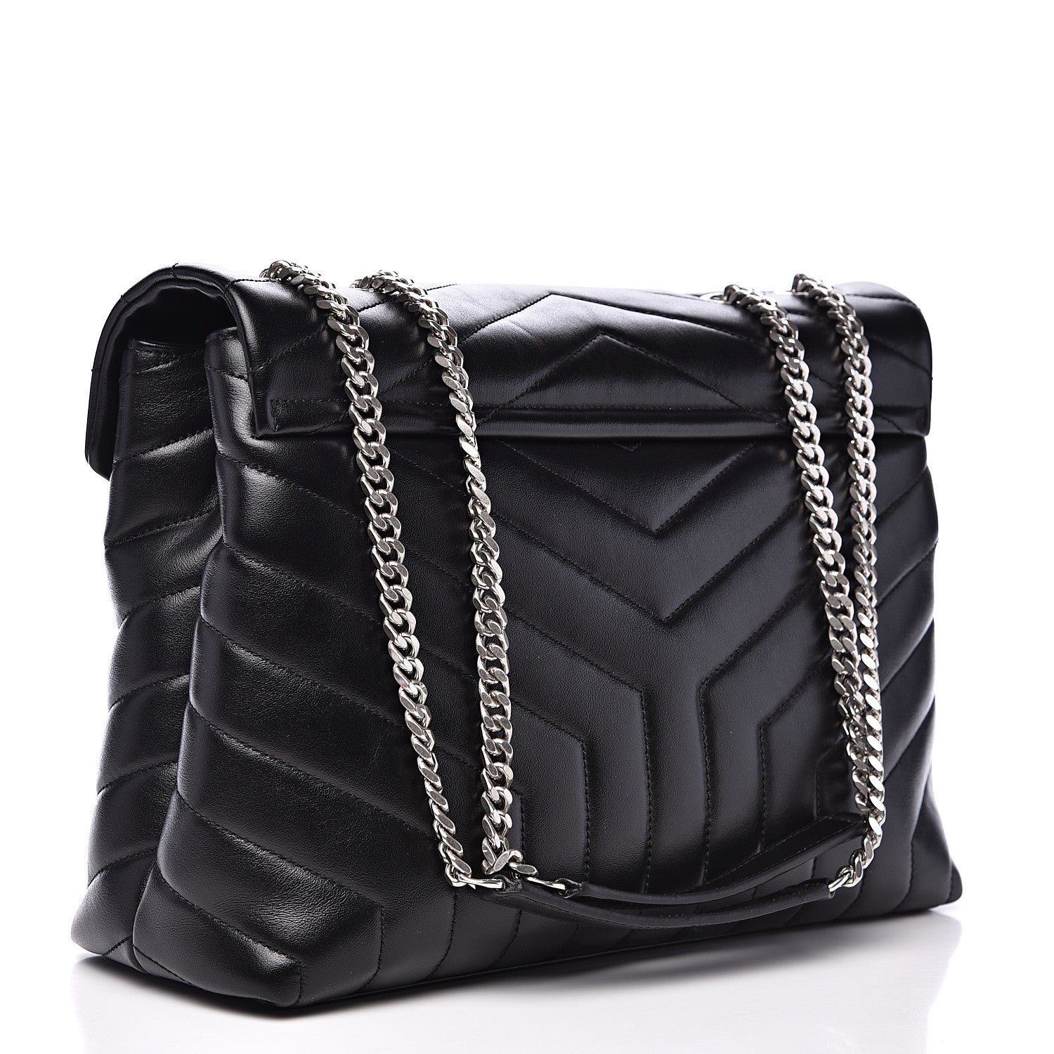 Saint Laurent Calfskin Y Quilted Monogram Medium Loulou Chain Satchel Black 2 of 11