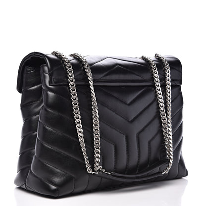 Saint Laurent Calfskin Y Quilted Monogram Medium Loulou Chain Satchel Black 2 of 11