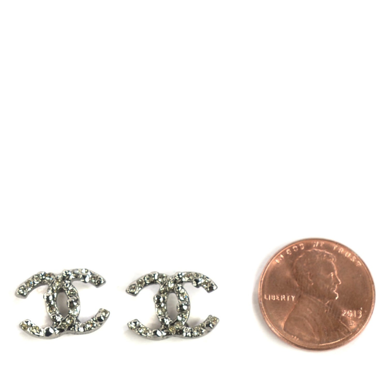 Chanel Crystal CC Earrings Ruthenium 2 of 5