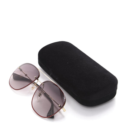 Gucci Metal Glitter Aviator Sunglasses G0227S Red Gold 9 of 9