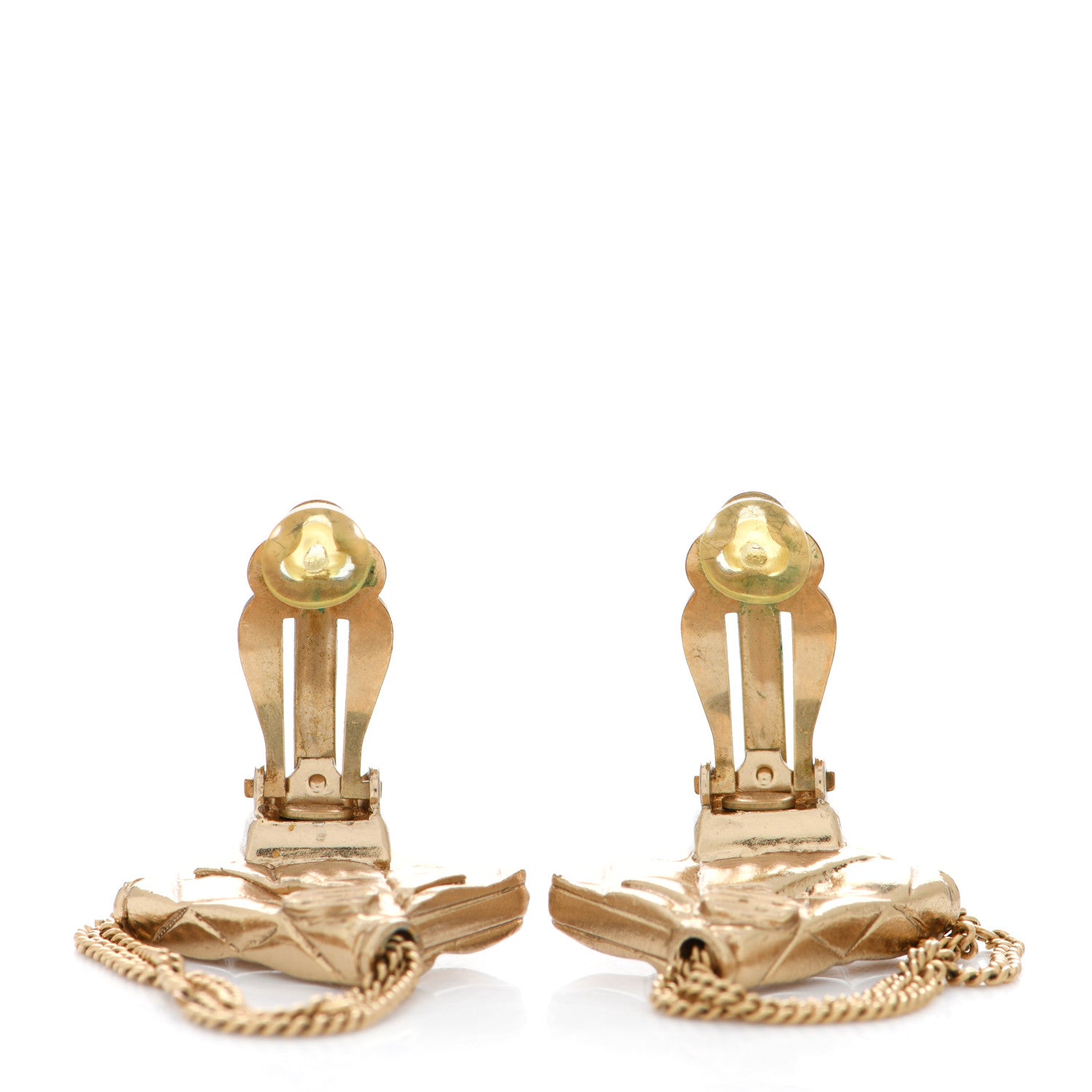 Chanel CC Quilted Flap Bag Clip On Earrings Gold 3 of 4