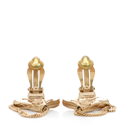 Chanel CC Quilted Flap Bag Clip On Earrings Gold 3 of 4