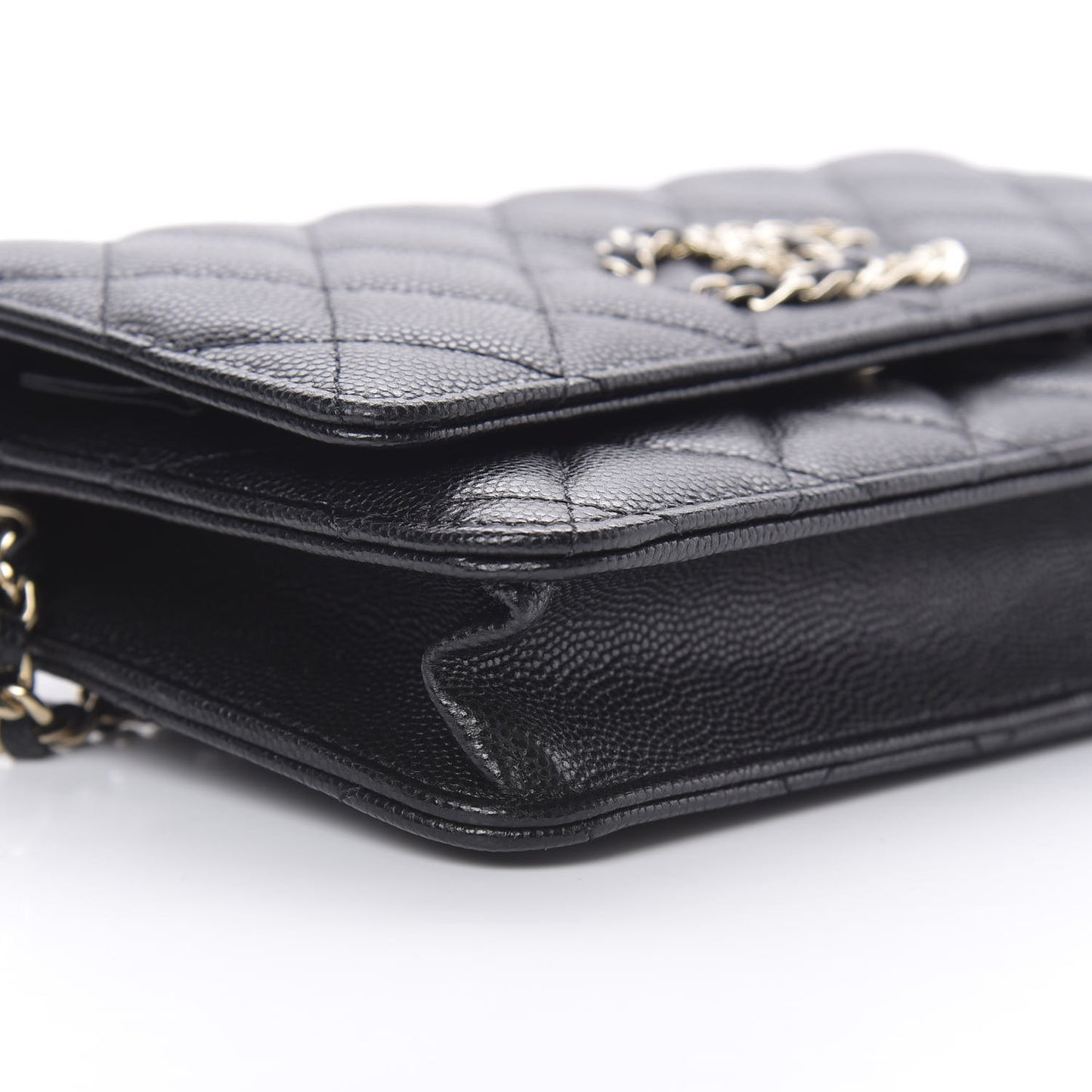 Caviar Quilted French New Wave Chain CC Wallet On Chain WOC Black