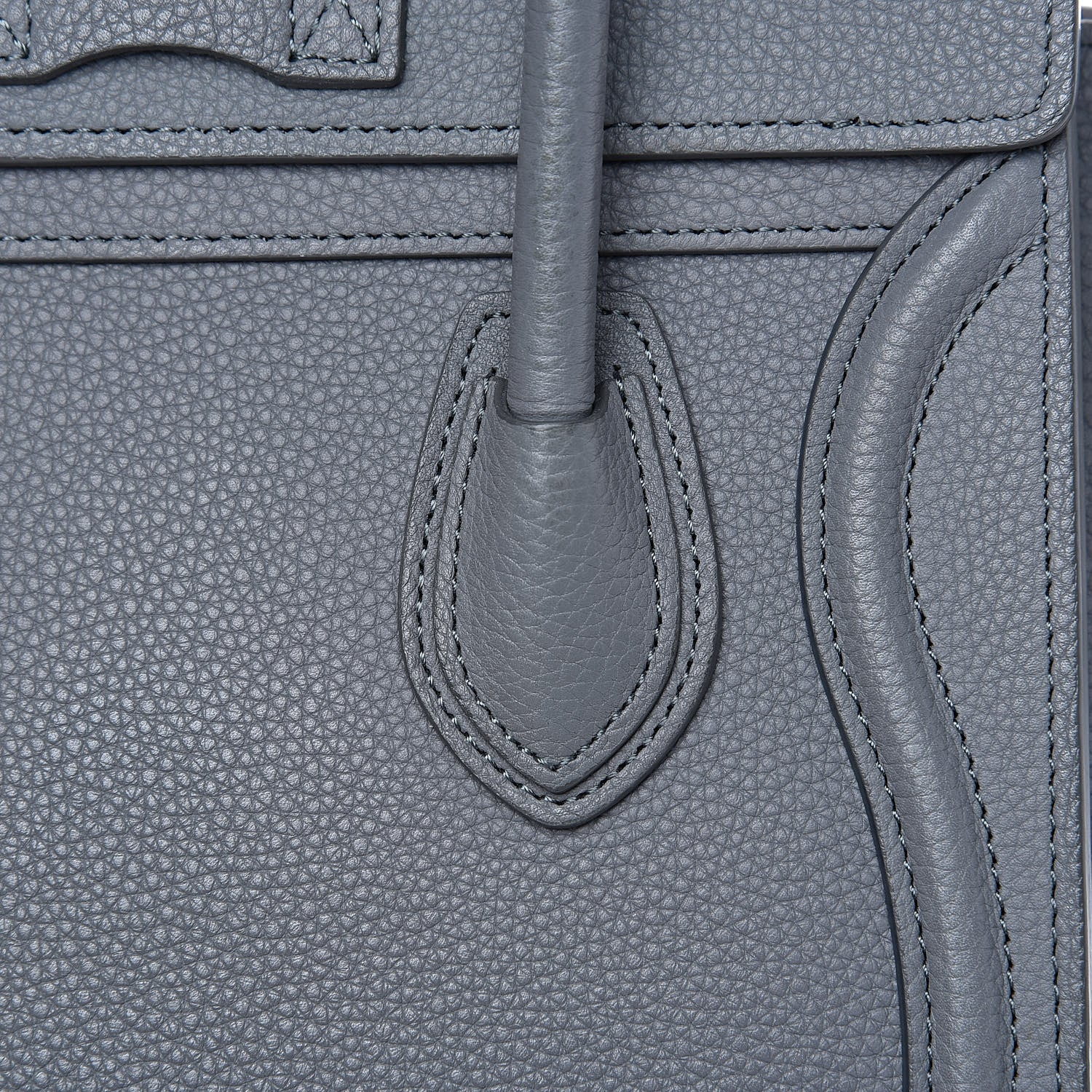 Celine Drummed Calfskin Nano Luggage Kohl 13 of 14