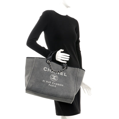 Chanel Canvas Large Deauville Tote Grey 2 of 8