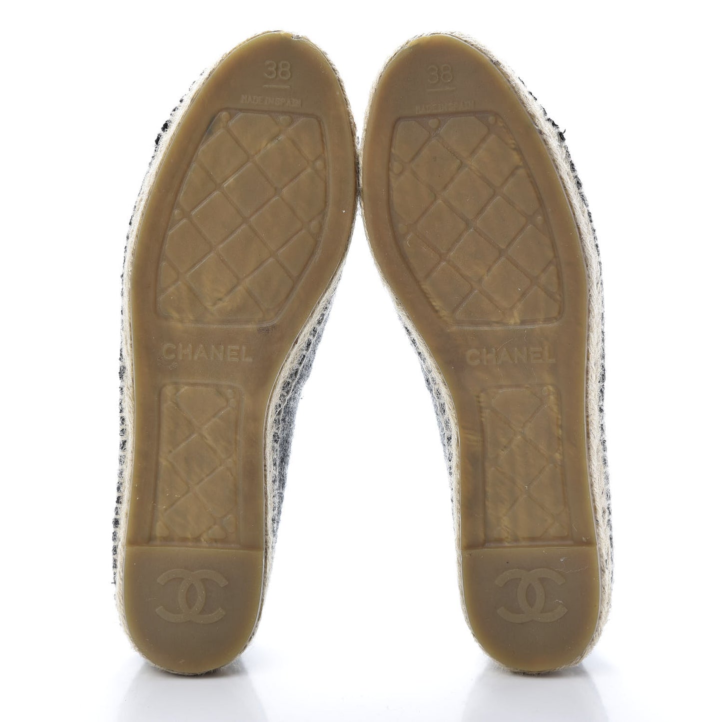 Tweed Velvet CC Espadrilles 38 Grey Black
