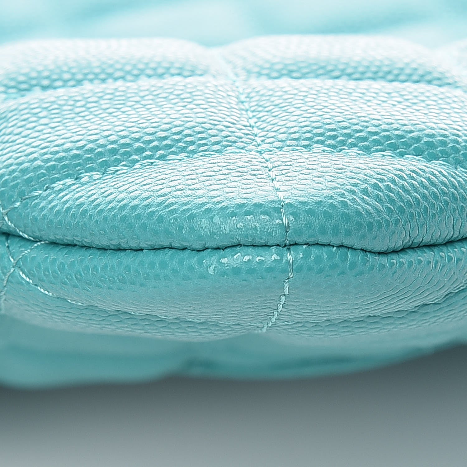 Chanel Caviar Quilted Large Cosmetic Case Turquoise 5 of 10
