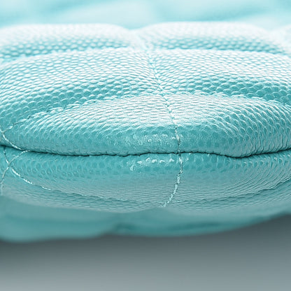Chanel Caviar Quilted Large Cosmetic Case Turquoise 5 of 10