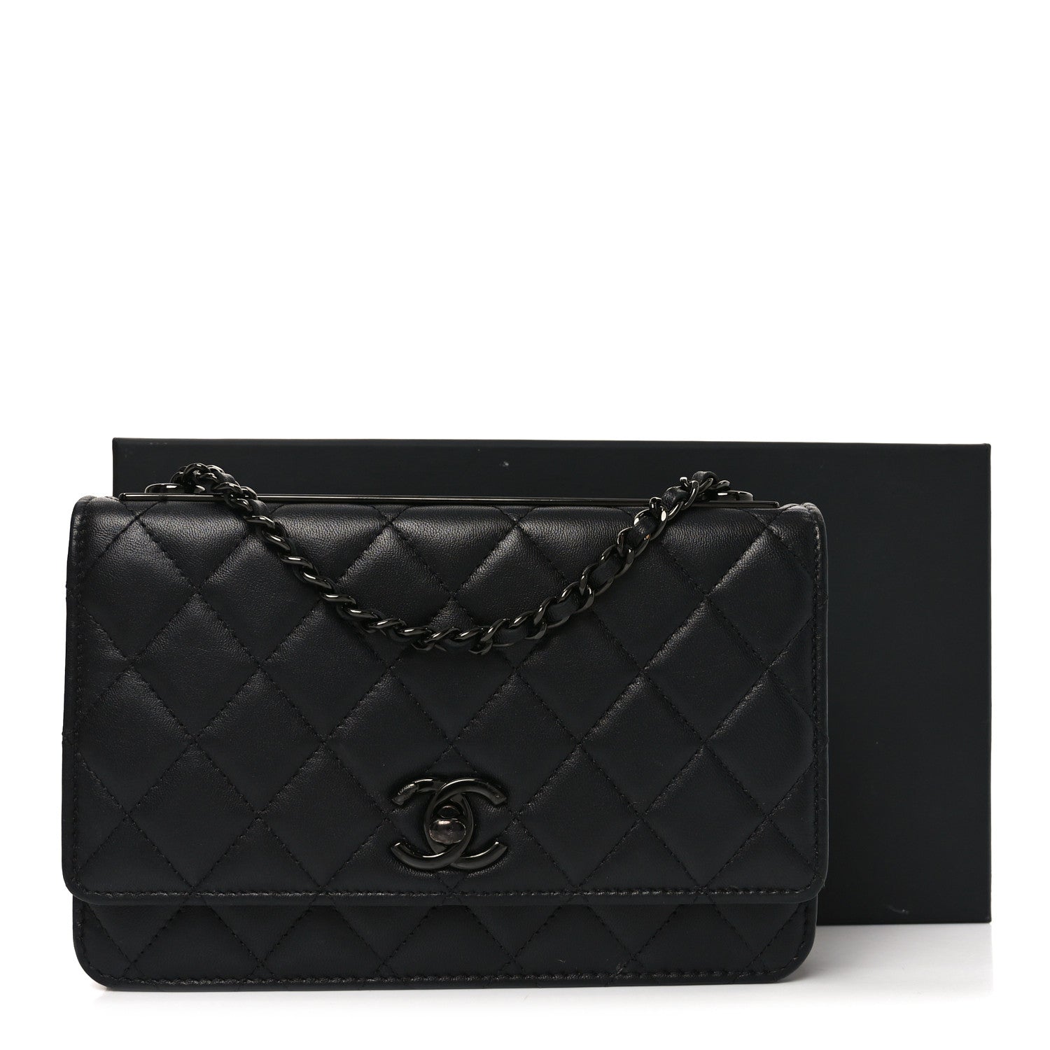 Chanel Lambskin Quilted Trendy CC Wallet On Chain WOC So Black 12 of 12