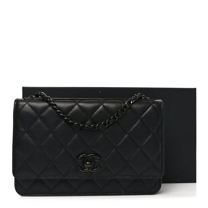 Chanel Lambskin Quilted Trendy CC Wallet On Chain WOC So Black 12 of 12