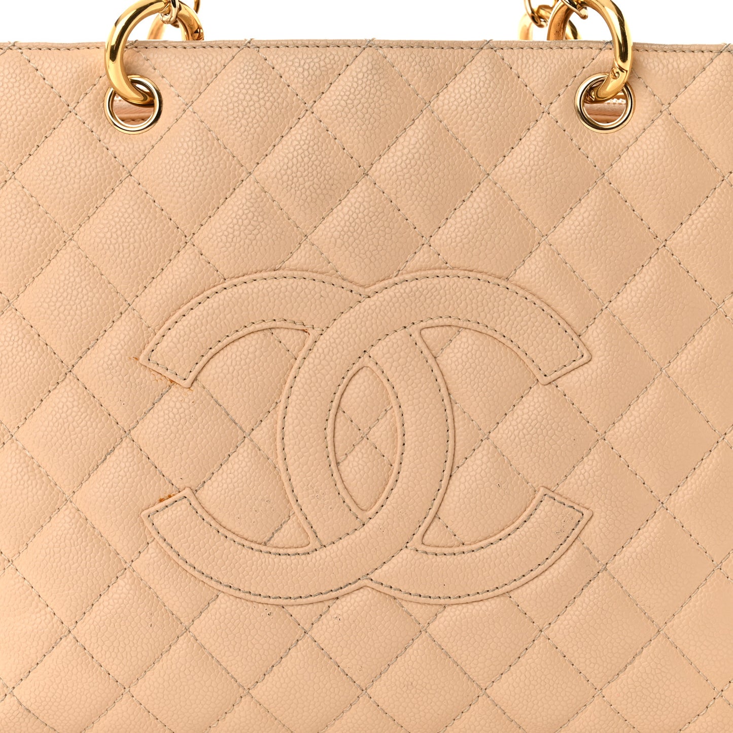 Caviar Quilted Grand Shopping Tote GST Beige