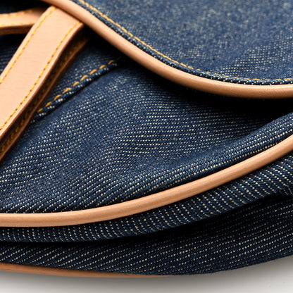 Christian Dior Denim Calfskin Saddle Bag Blue 10 of 10