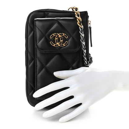 Chanel Lambskin Quilted Chanel 19 Pouch With Handle Black 2 of 11