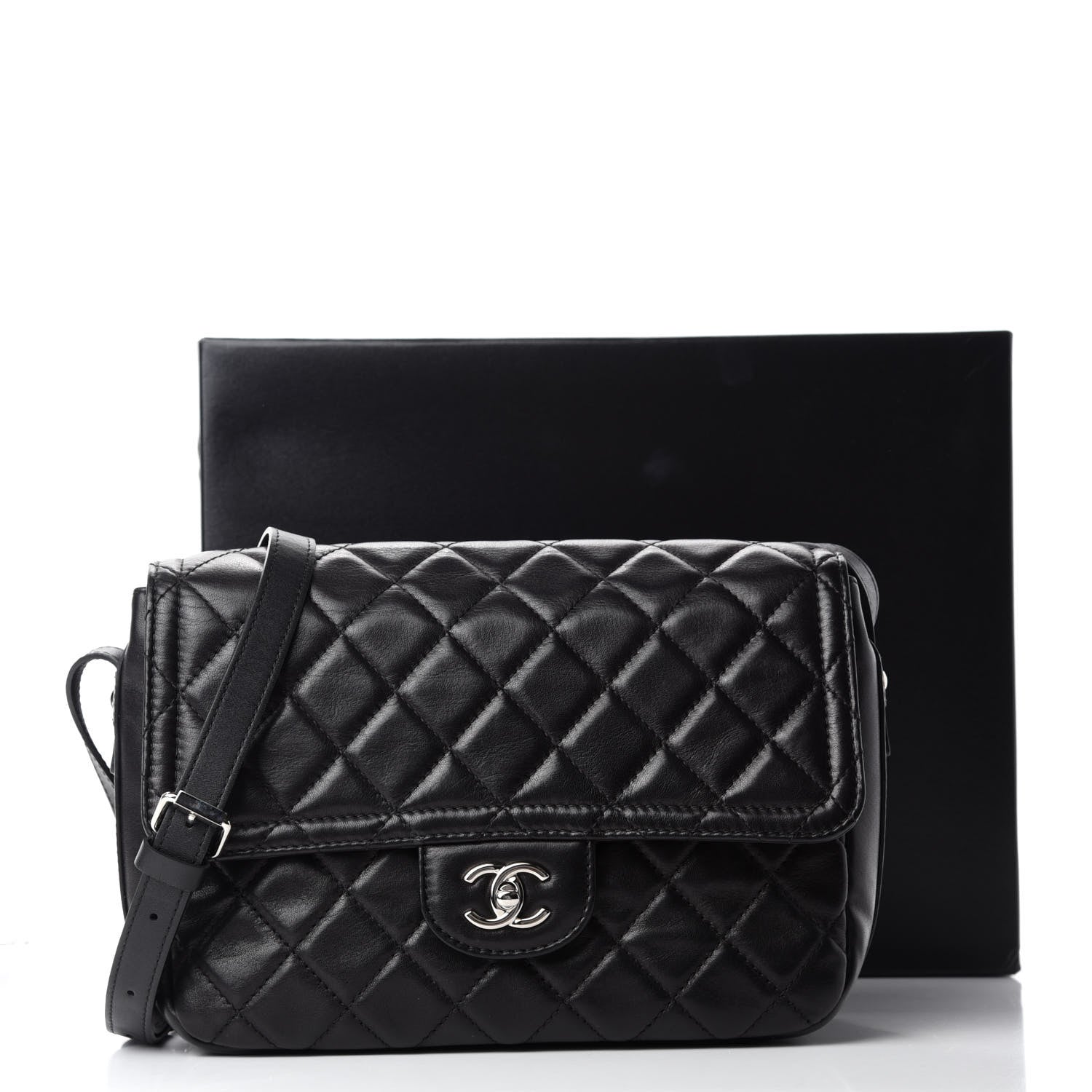 Chanel Lambskin Quilted Messenger Bag Black 11 of 11