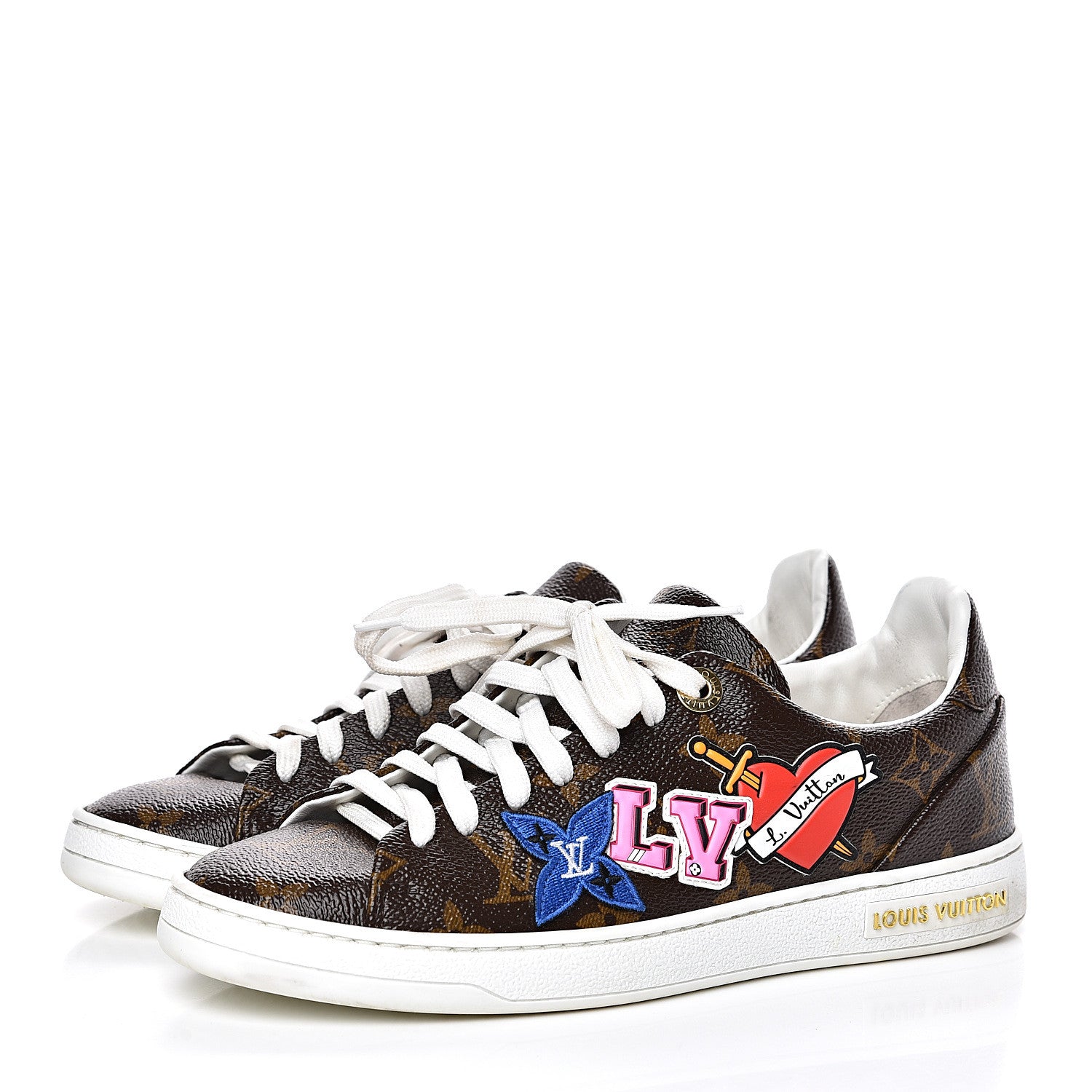 Louis Vuitton Calfskin Monogram LV Black Heart Sneakers 36 Cacao 3 of 9
