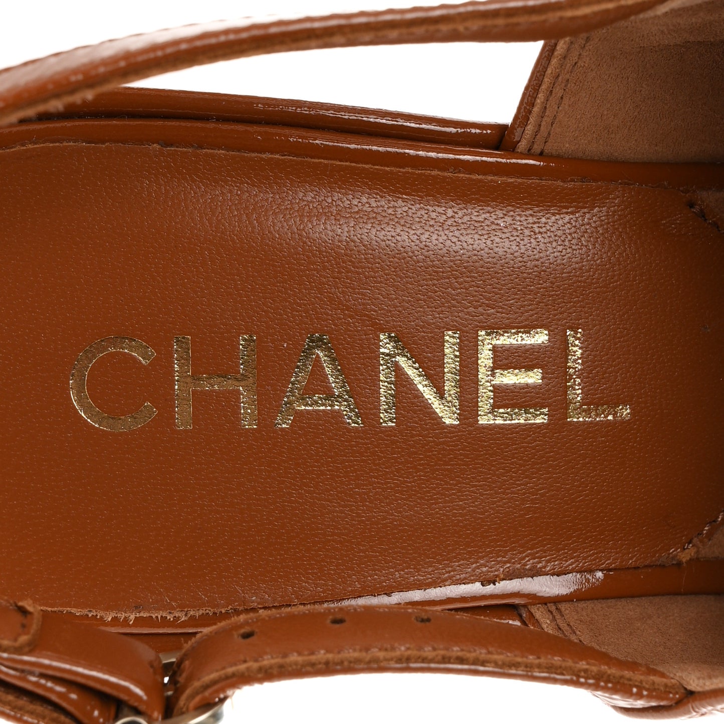 Crumpled Patent Lambskin Platform Sandals 36.5 Light Brown