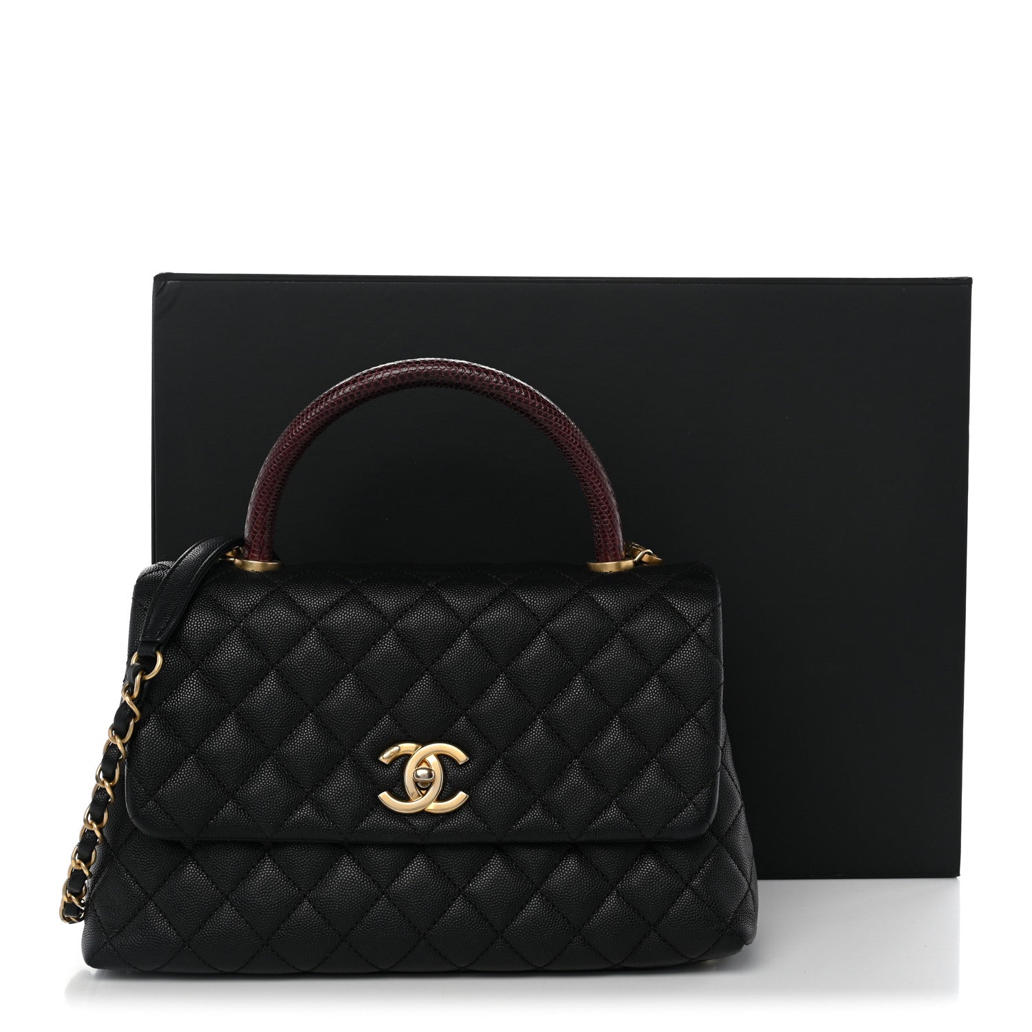 Chanel Caviar Lizard Quilted Small Coco Handle Flap Black 11 of 11