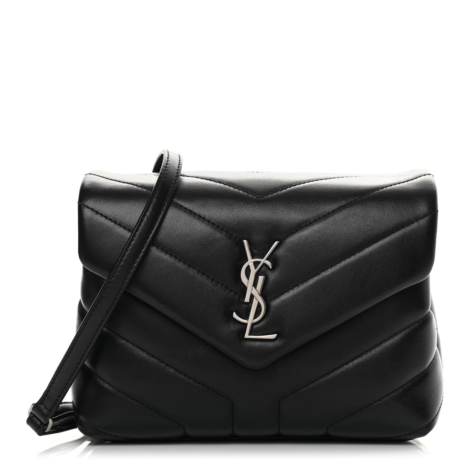 Saint Laurent Calfskin Y Quilted Monogram Toy Loulou Crossbody Bag Black 1 of 13
