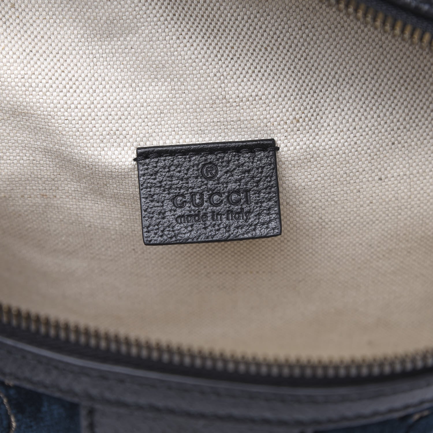 Gucci Velvet GG Monogram Web Belt Bag Blue Beige 7 of 10