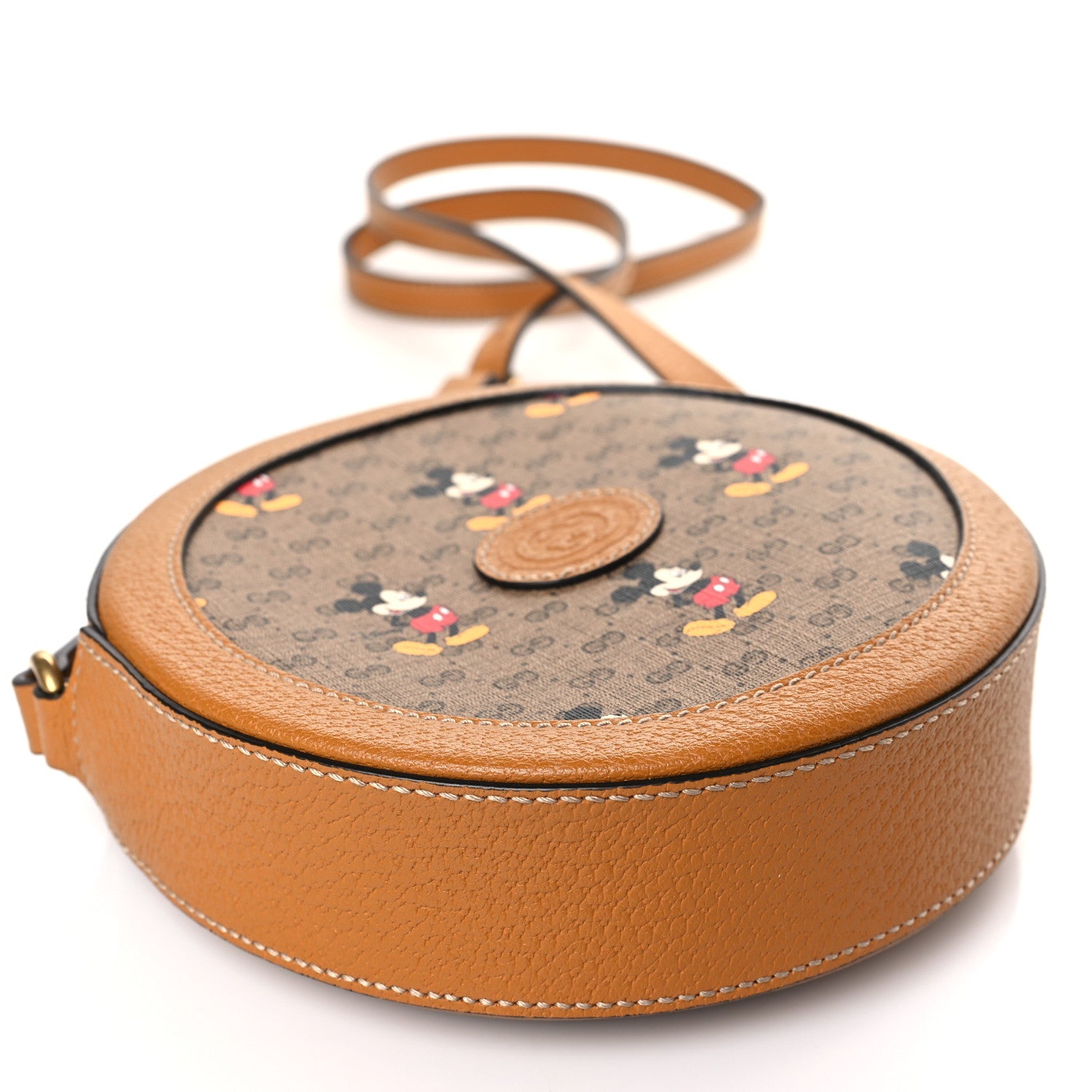 Gucci X DISNEY Mini Vintage GG Supreme Monogram Mickey Mouse Round Shoulder Bag Beige Vintage Sun Oil 8 of 9