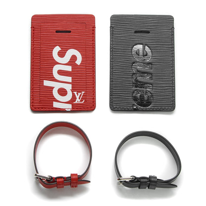 Louis Vuitton X SUPREME Epi Luggage Tag Set Black Red 1 of 4