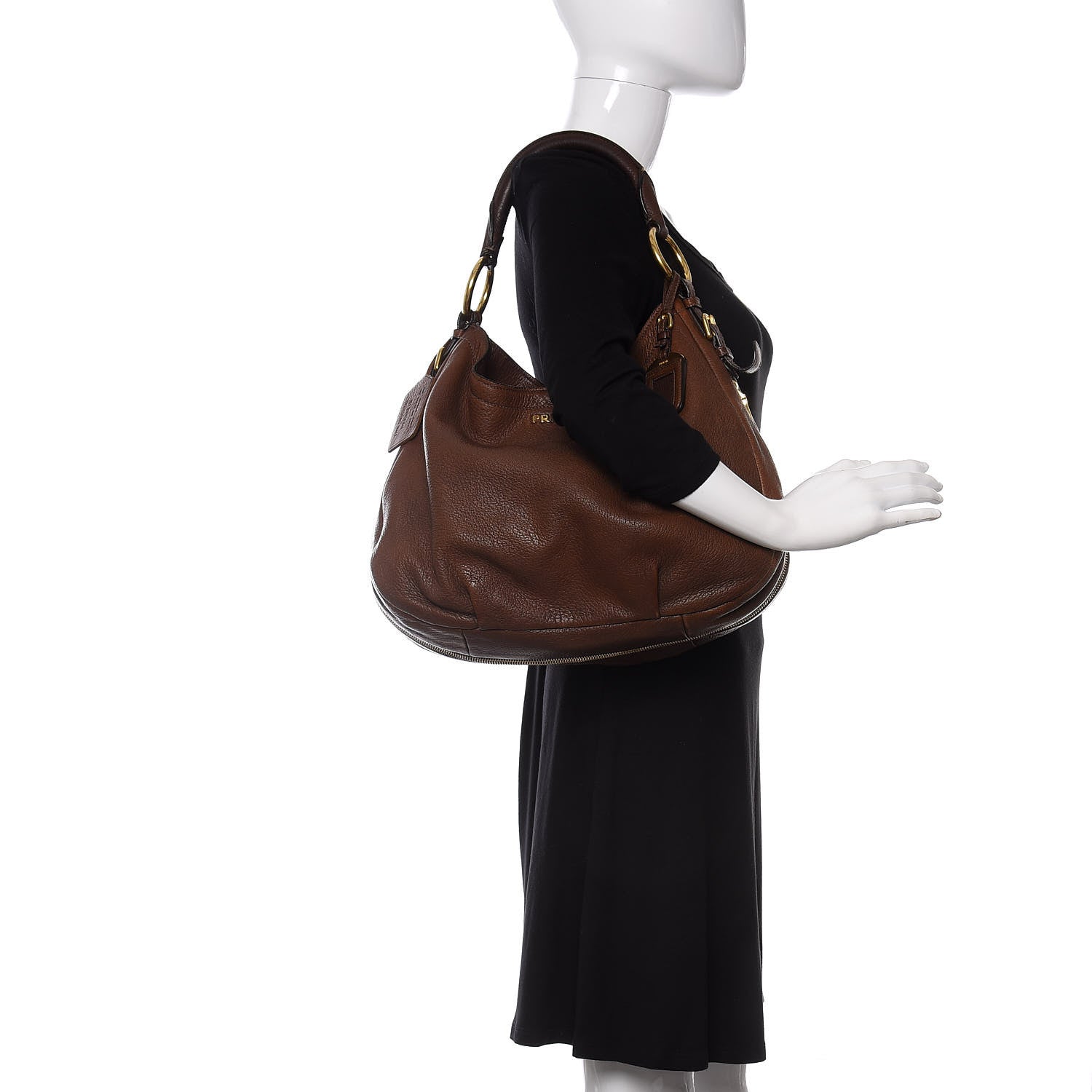 Prada Vitello Daino Shoulder Bag Bruciato 2 of 13