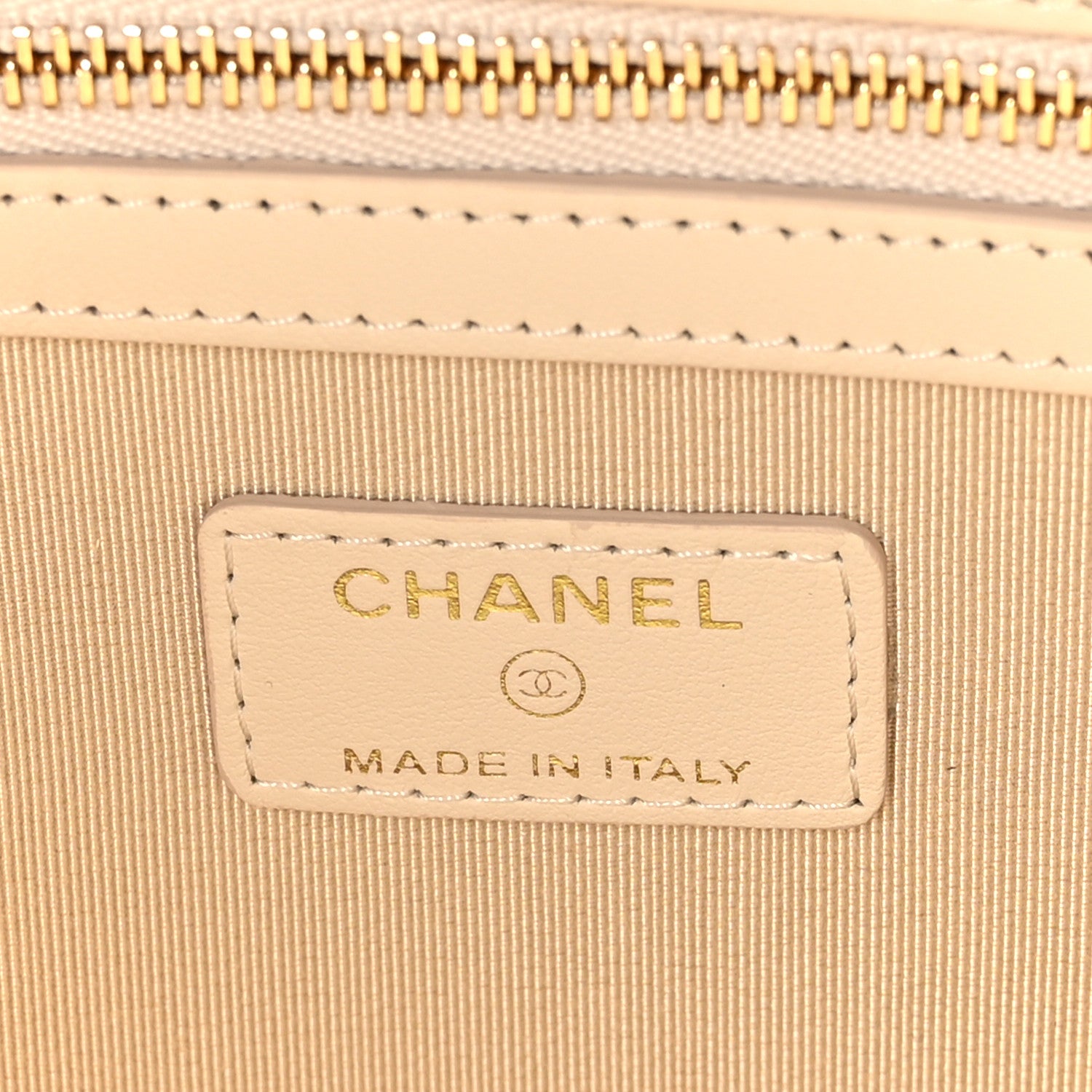 Chanel Calfskin Quilted Large Pearl Cosmetic Case Light Beige 6 of 7