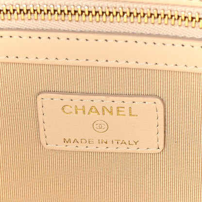 Chanel Calfskin Quilted Large Pearl Cosmetic Case Light Beige 6 of 7