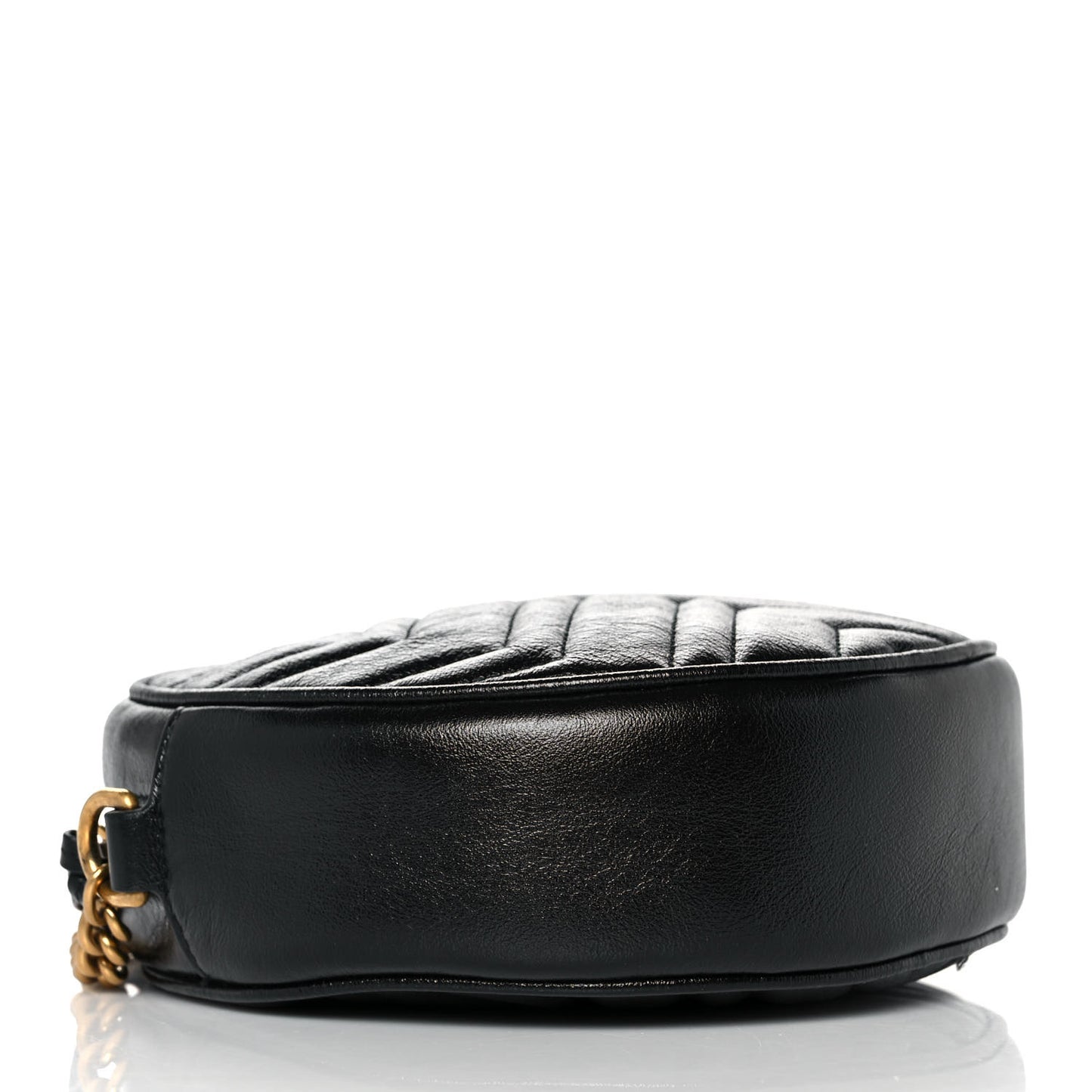 Azalea Calfskin Matelasse Heart Mini GG Marmont Round Shoulder Bag Black