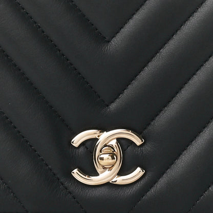 Chanel Calfskin Chevron Quilted Medium Statement Flap Black 9 of 11