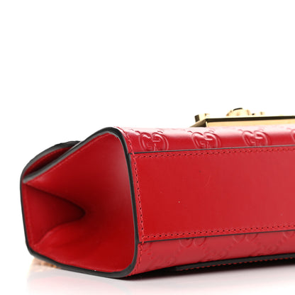 Gucci Guccissima Small Padlock Shoulder Bag Hibiscus Red 8 of 9
