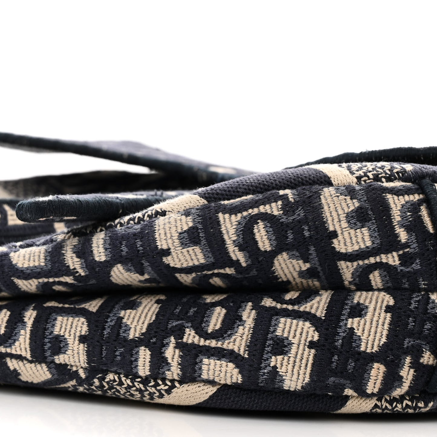 Oblique Embroidered Saddle Bag Blue