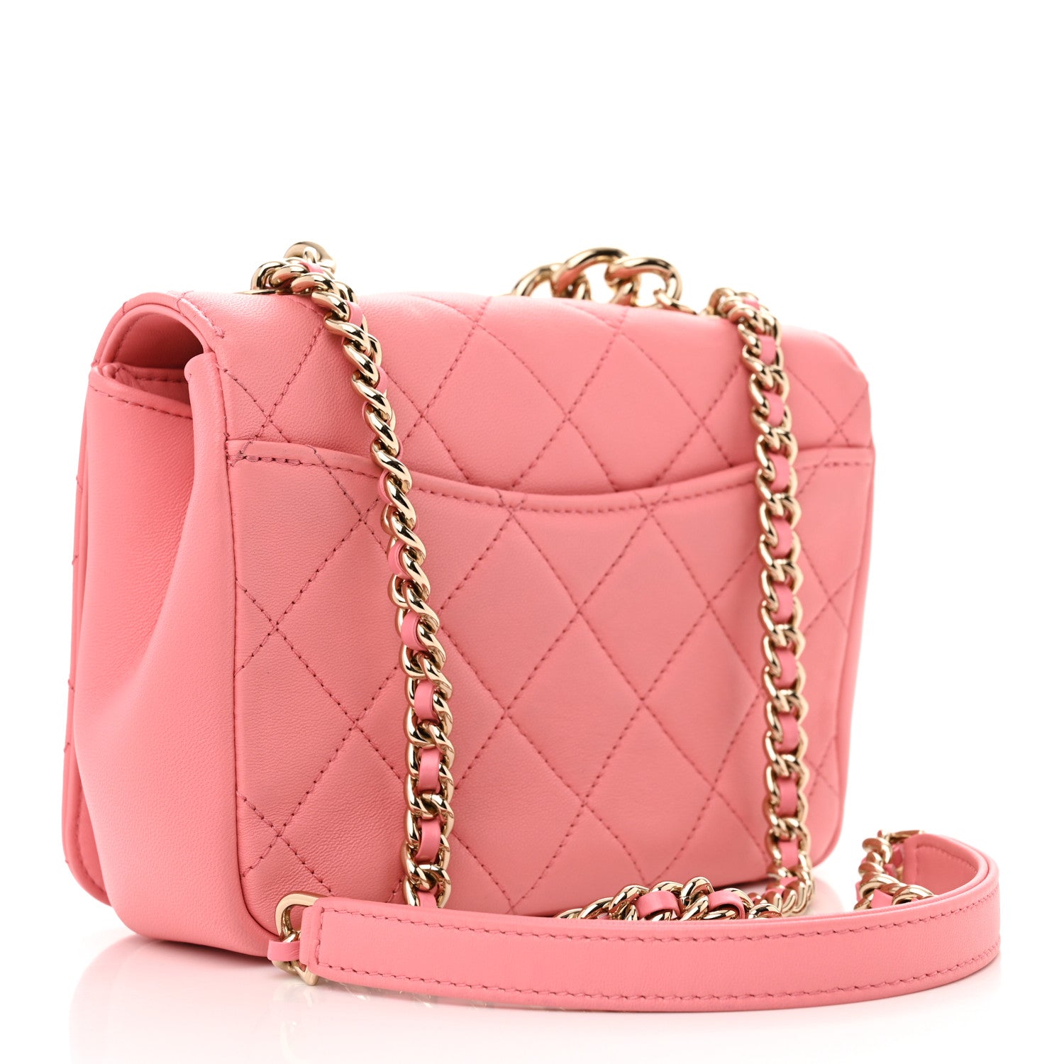 Chanel Lambskin Quilted Studded Beauty Begins Flap Rose 3 of 10