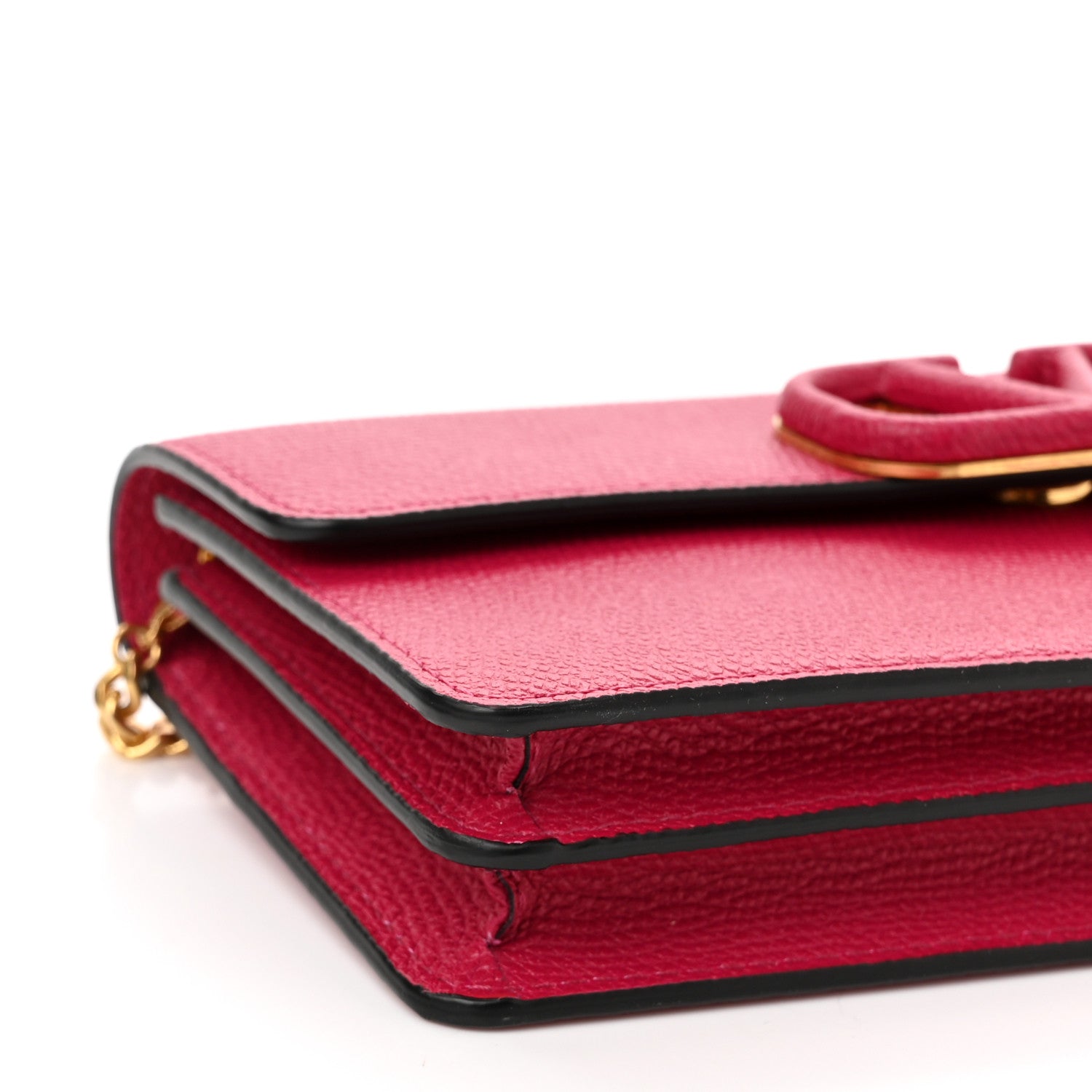 Valentino Garavani Grained Calfskin VSling Wallet On Chain Raspberry 8 of 9