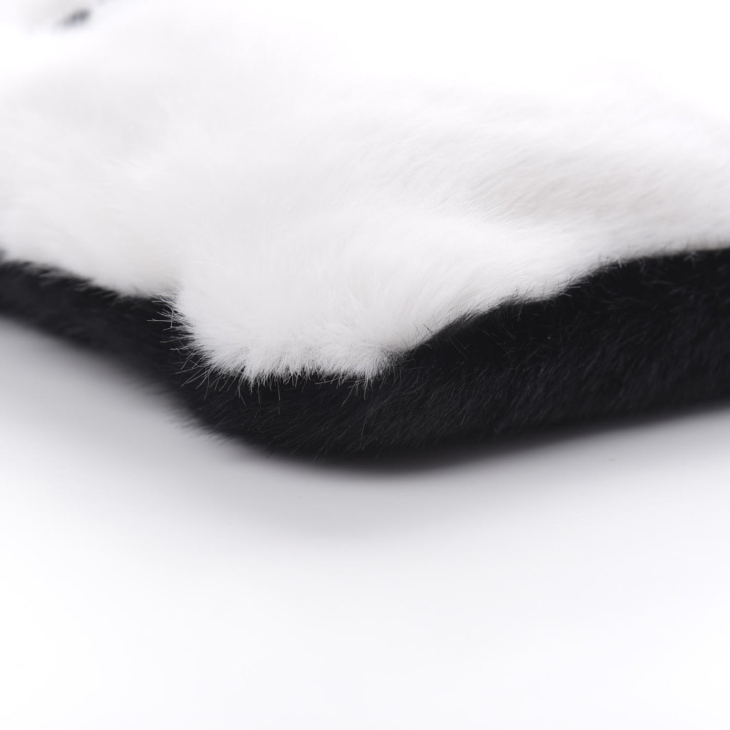 Faux Fur Two Tone Large GV3 Pouch Wristlet Black White