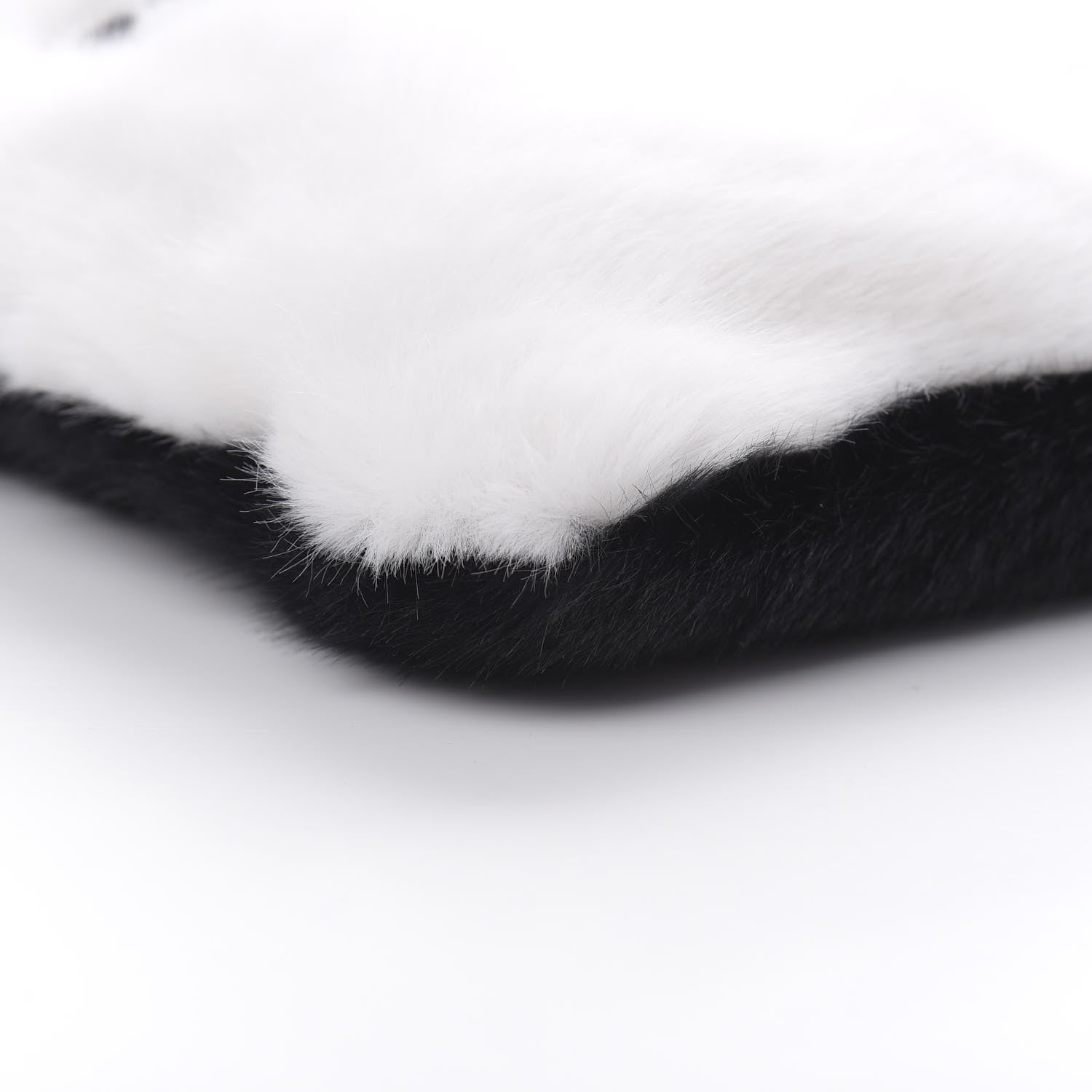 Givenchy Faux Fur Two Tone Large GV3 Pouch Wristlet Black White 8 of 9
