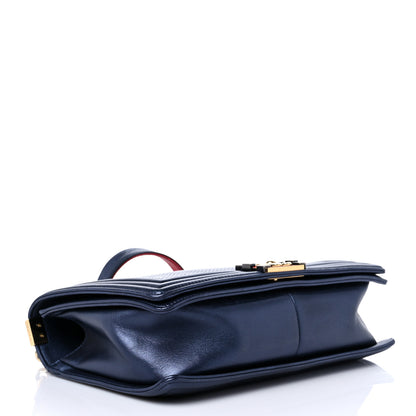 Chanel Lambskin Embossed New Medium Boy Cube Flap Navy 3 of 17