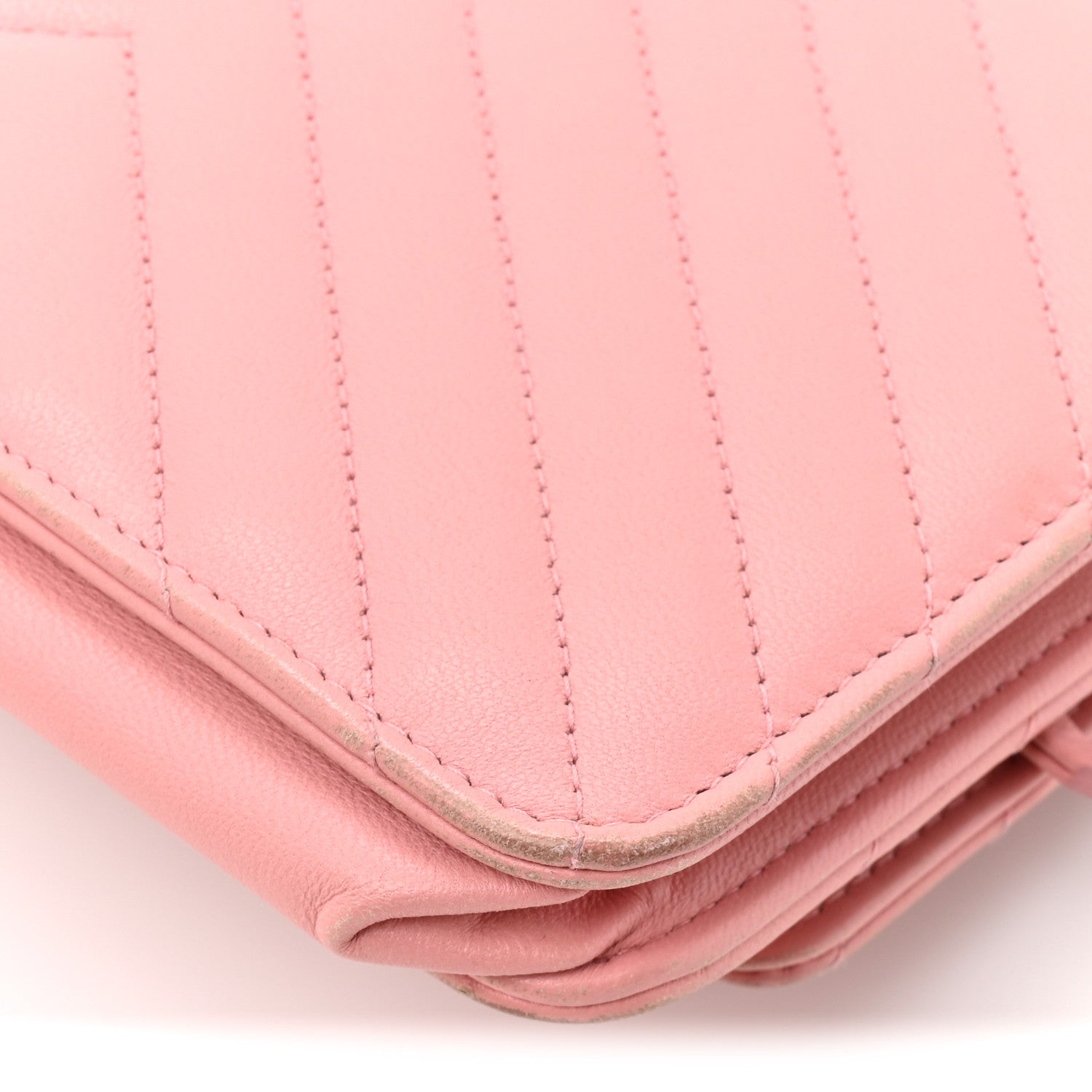 Chanel Lambskin Chevron Quilted Trendy CC Wallet On Chain WOC Pink 12 of 16