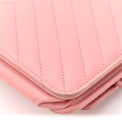 Chanel Lambskin Chevron Quilted Trendy CC Wallet On Chain WOC Pink 12 of 16