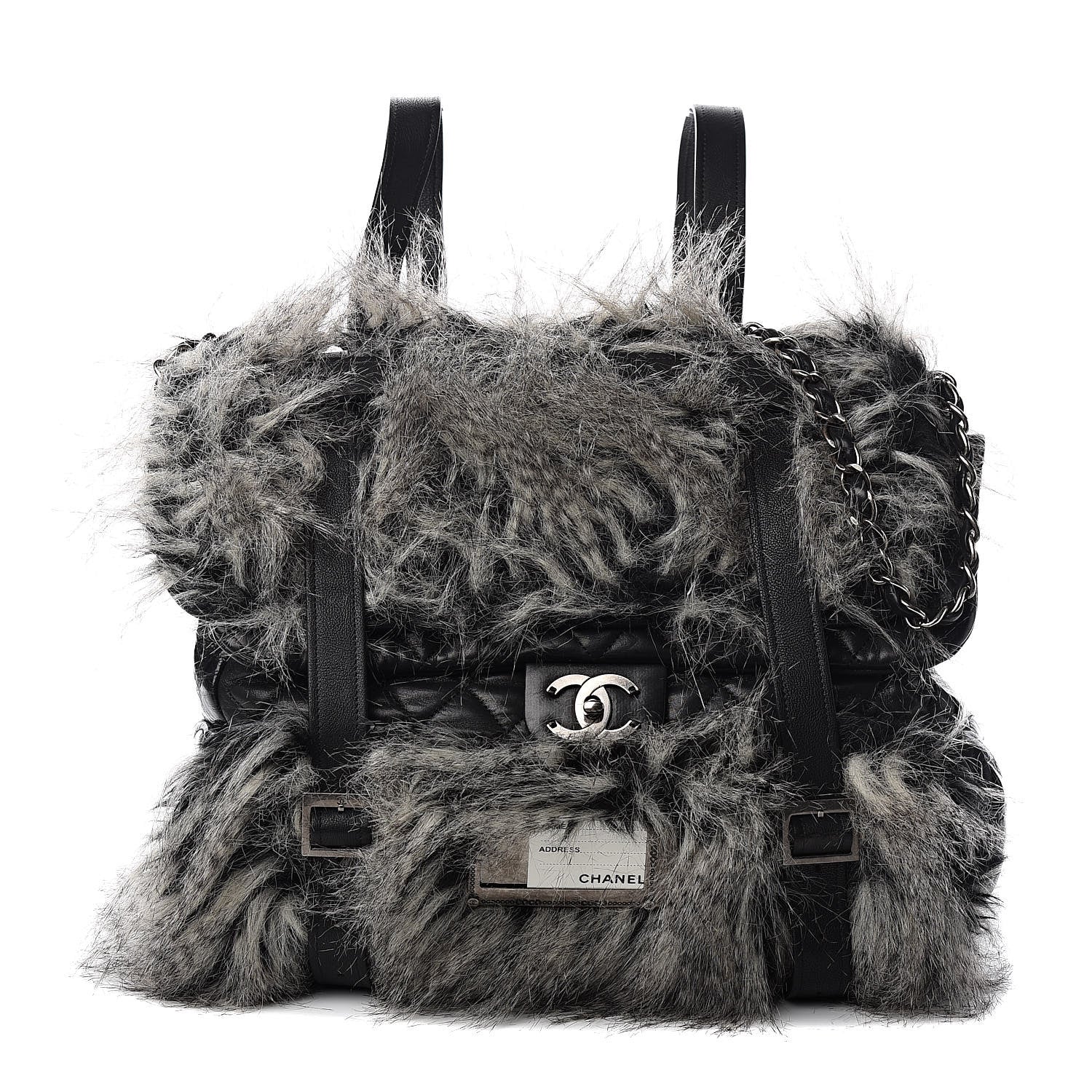 Chanel Iridescent Calfskin Fantasy Fur Backpack Grey 1 of 13