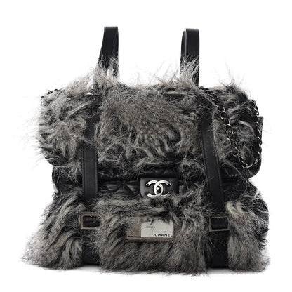 Chanel Iridescent Calfskin Fantasy Fur Backpack Grey 1 of 13