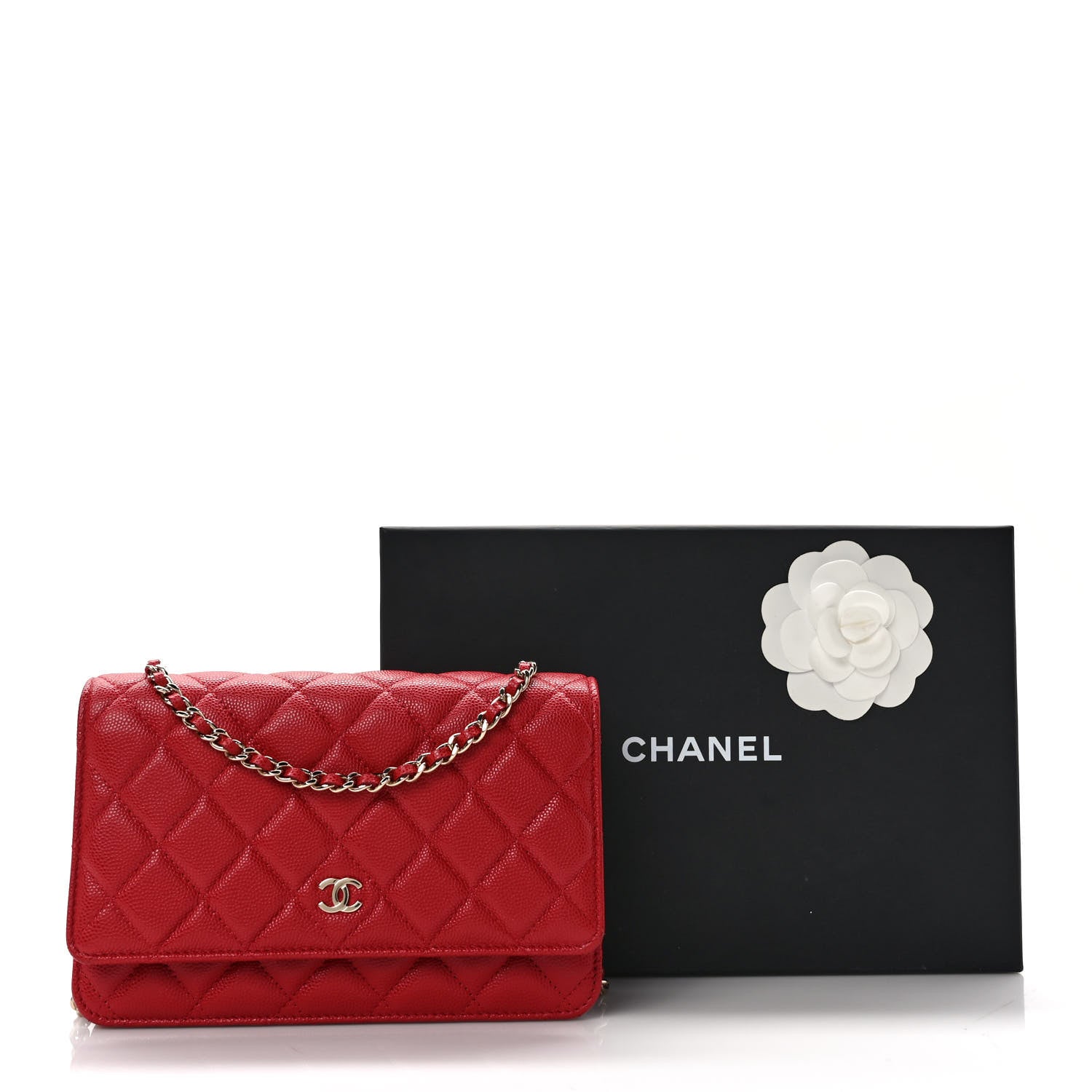 Chanel Caviar Quilted Wallet On Chain WOC Red 9 of 9