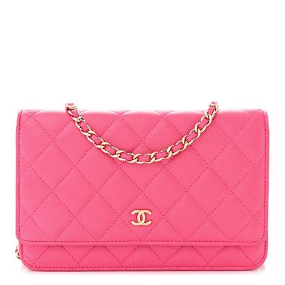 Chanel Lambskin Quilted Wallet On Chain WOC Dark Pink 1 of 13