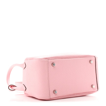 Hermes Taurillon Clemence Verso Mini Lindy 20 Rose Sakura Gris Perle 4 of 11