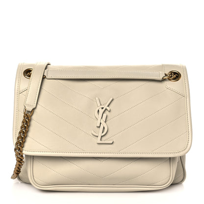 Saint Laurent Lambskin Matelasse Monogram Medium Niki Chain Satchel Ivory 1 of 9