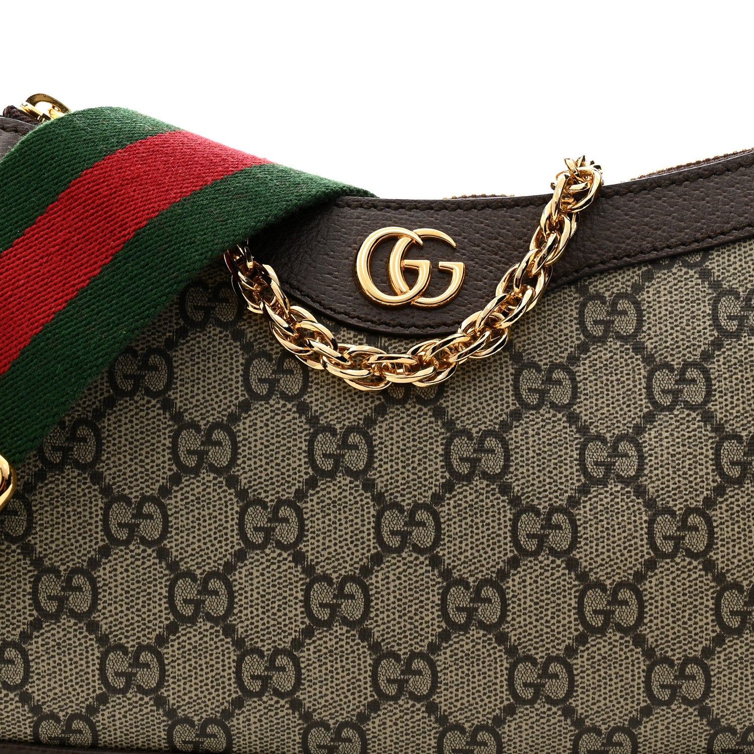 Gucci GG Supreme Monogram Textured Dollar Calfskin Web Small Ophidia GG Handbag Beige Ebony New Acero 15 of 21