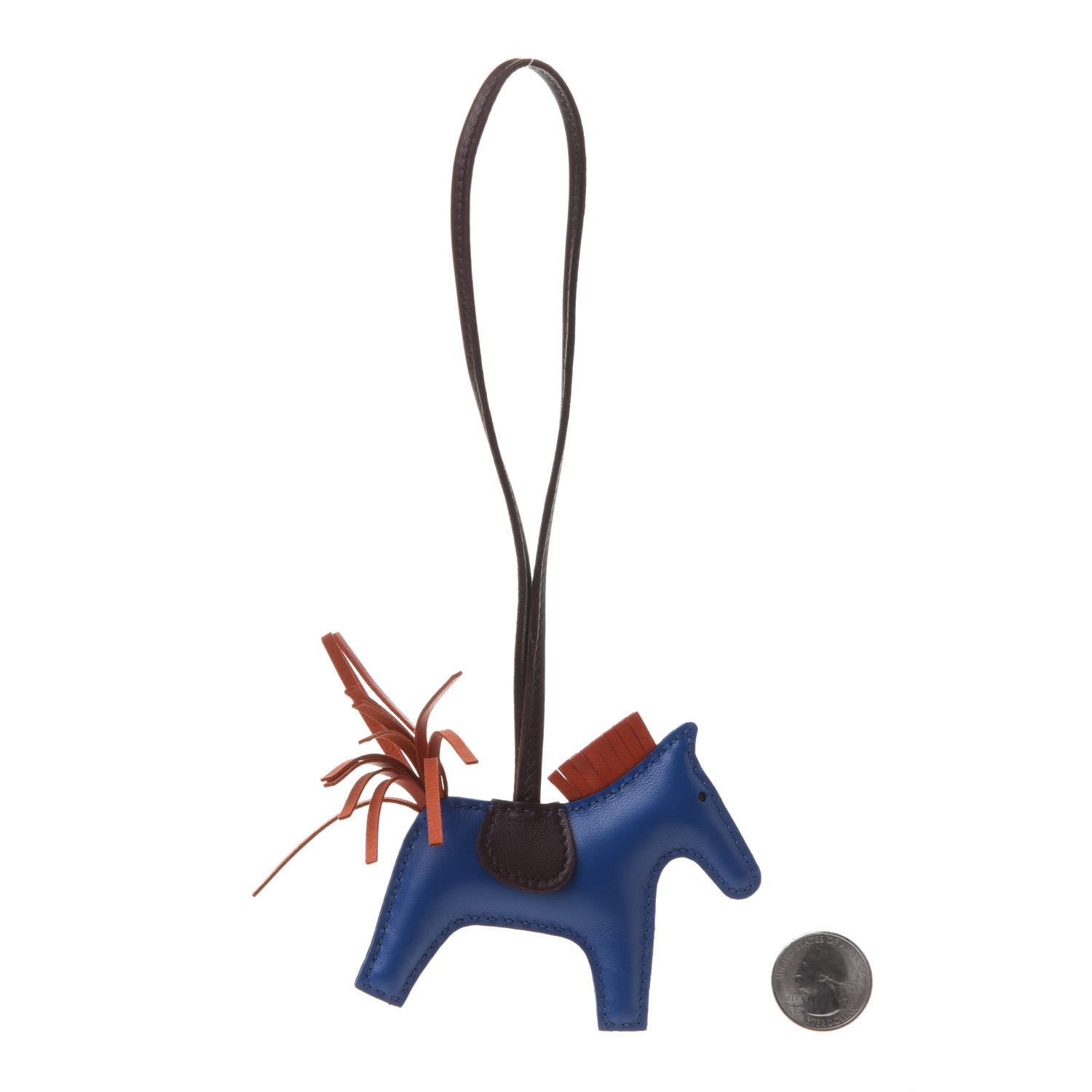 Hermes Milo Lambskin Grigri Rodeo Horse Bag Charm PM Bleu de Malte Rouge H Peony 2 of 5