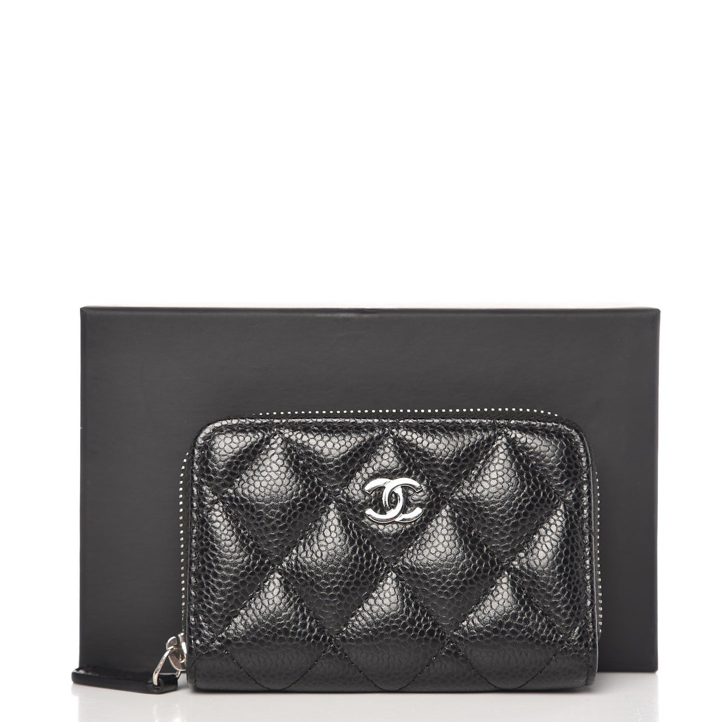 Caviar Quilted Zip Coin Purse Black