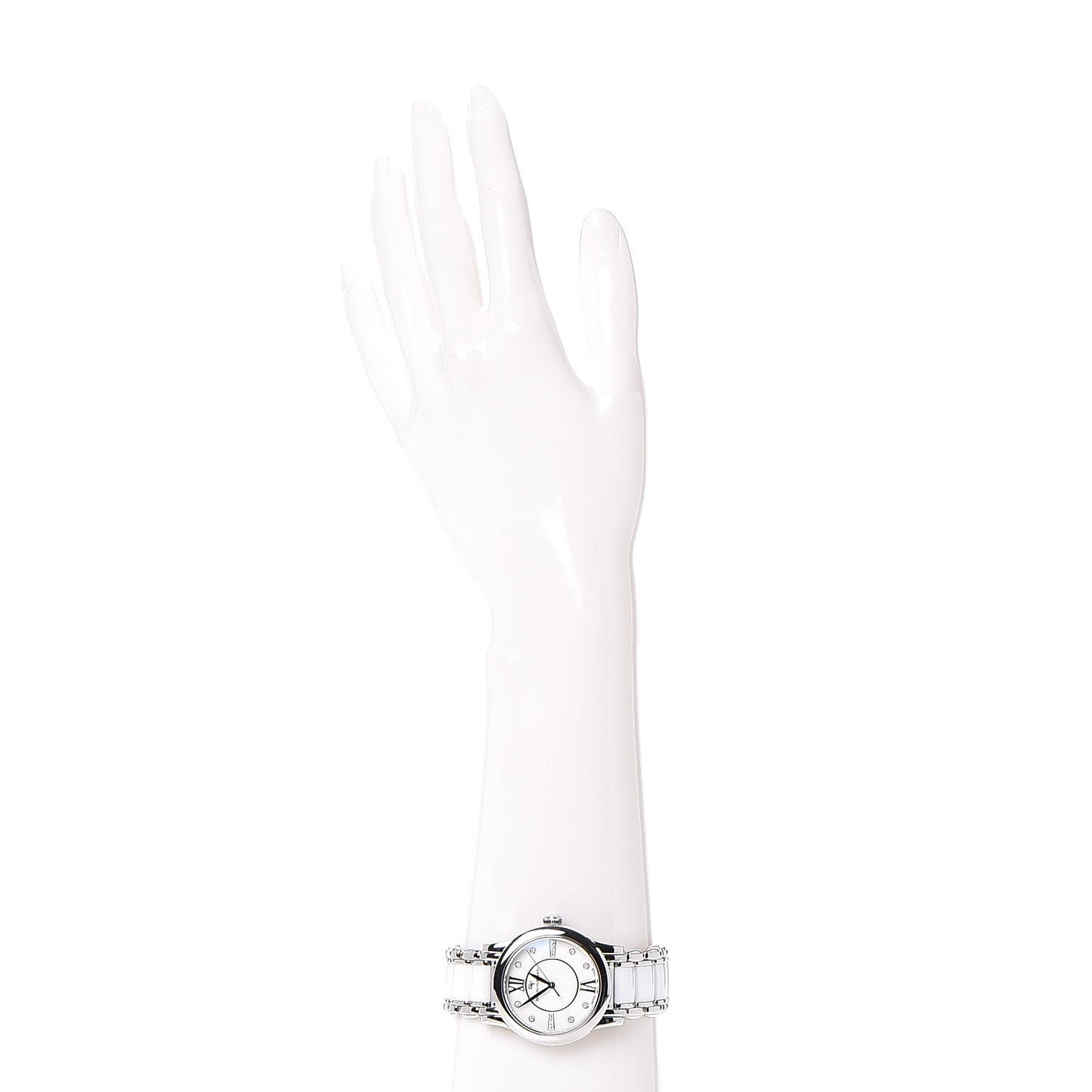Stainless Steel Ceramic Diamond 38mm Classic Quartz Watch White